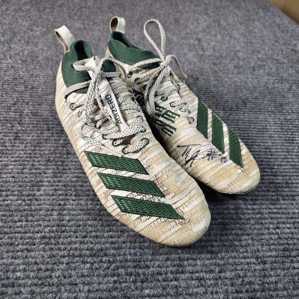 adidas ADIZERO 8.0 Three Stripe Life Cleats Men's 11.5 White/Green